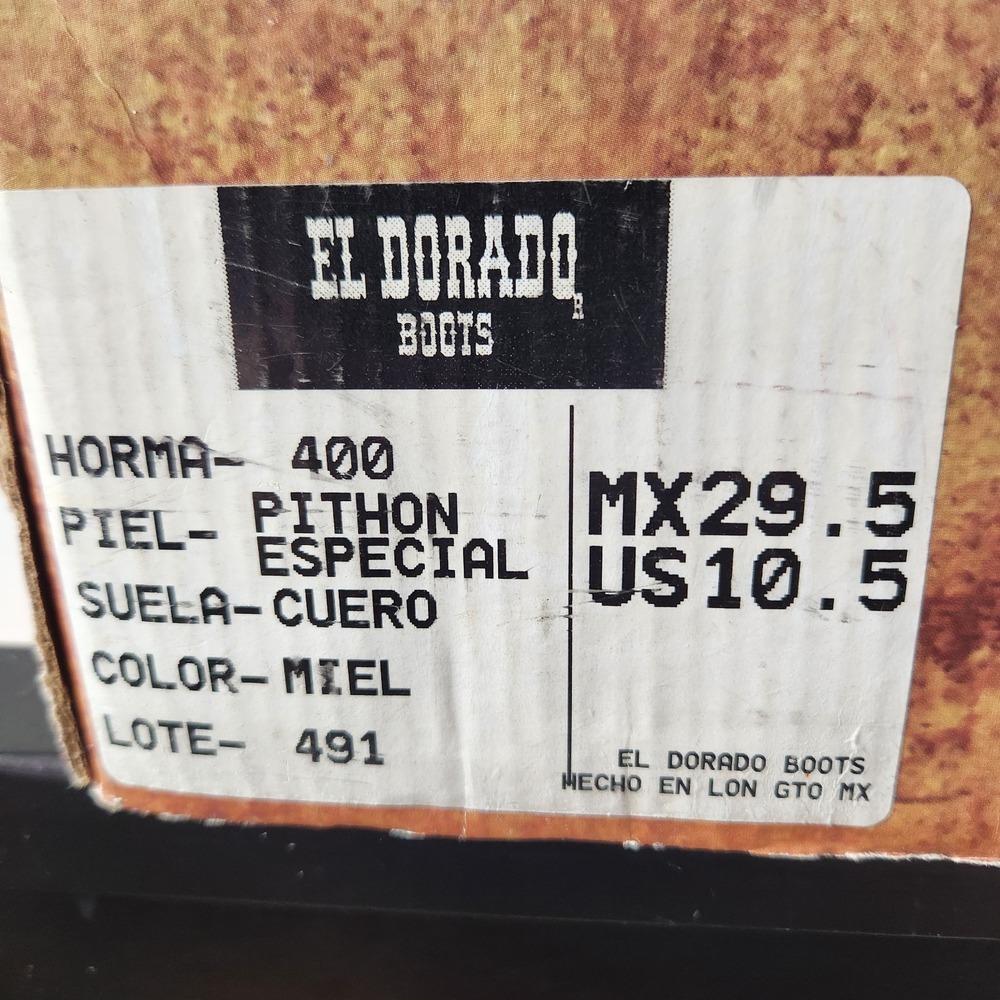 VTG El Dorado Python Western Cowboy Boots US 10.5 handmade León Mexico Muñoz - Picture 12 of 16